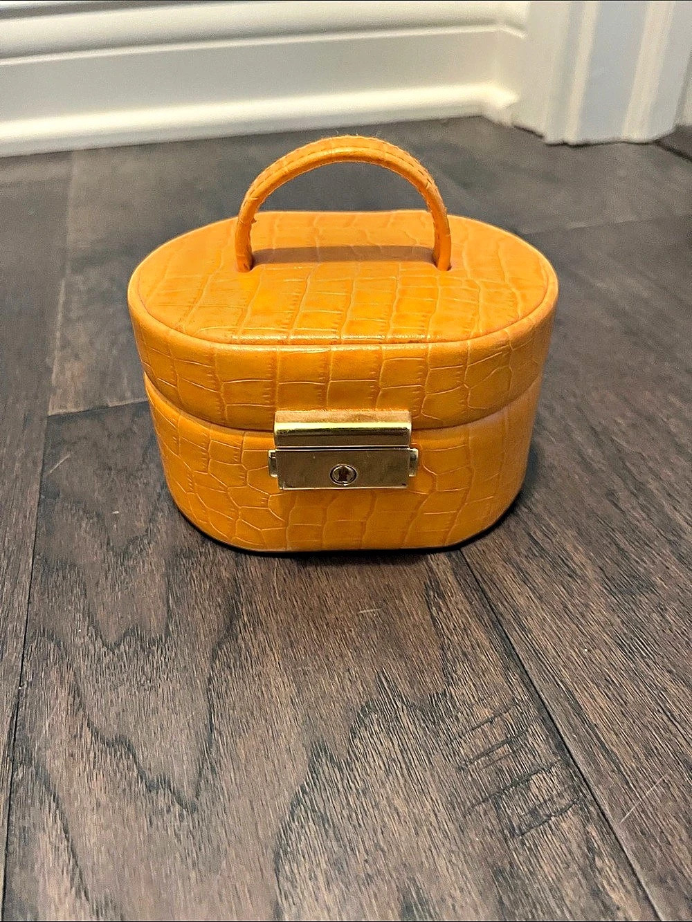 Stratton Orange Train Case Cosmetic Bag
